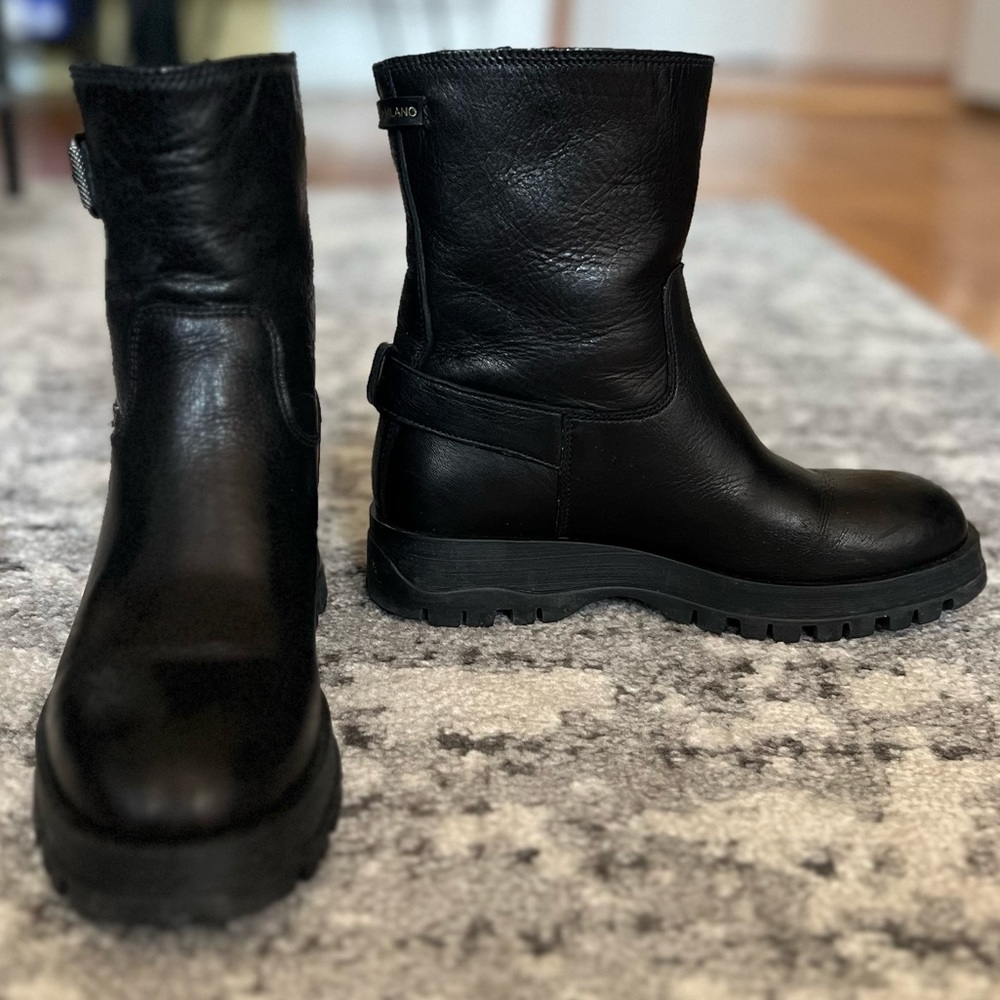 Prada Size 35.5 black leather biker boot - Picture 4 of 9